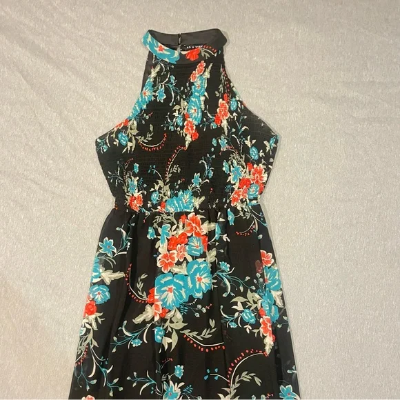 As U Wish Floral Maxi Dress Sleeveless Halter Size Medium - Picture 2 of 8